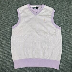 Nautica V Neck Sweater Vest Light Purple Chevron Pattern Size S